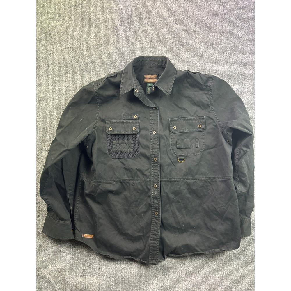 Lauren Ralph Lauren Utility Field Shirt Womens Large Black Safari Cargo Pocket